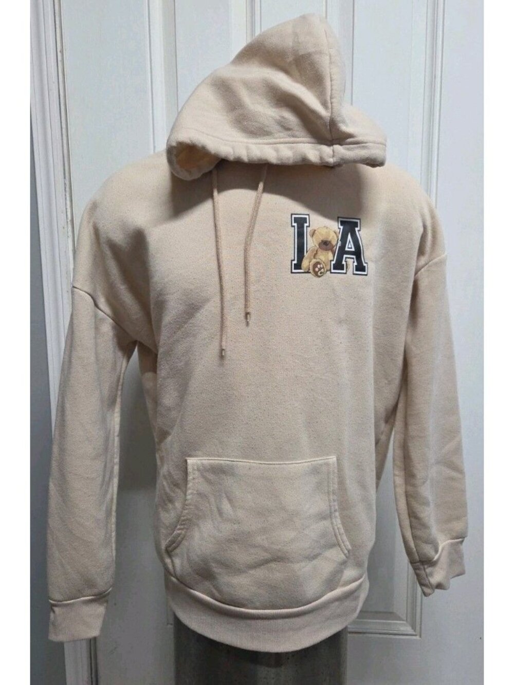Birch and Stone Bear California Graphic Pullover Hoodie Beige Women L